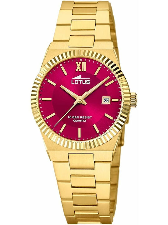 Lotus Watches Γυναικείο Ρολόι Μπαταρίας με Χρυσ...
