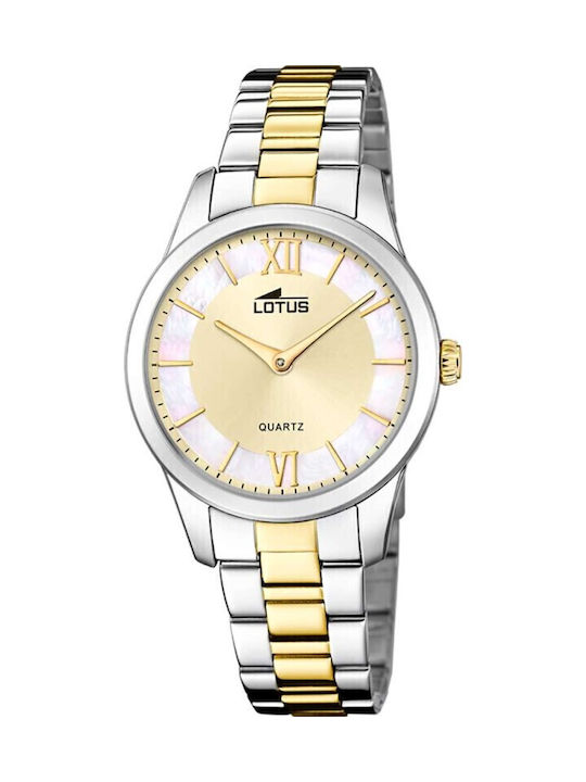 Lotus Watches Γυναικείο Ρολόι 34mm Μπαταρίας με Ασημί Μεταλλικό Μπρασελέ