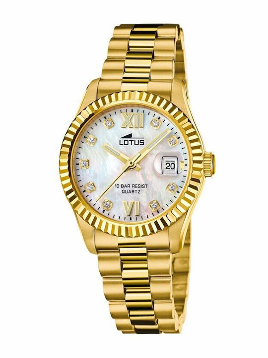Lotus Watches Damen Uhr mit Gold Metallarmband