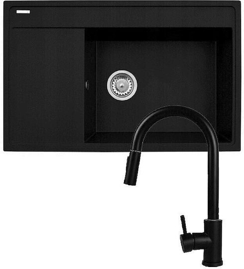 Pyramis Camea Chiuvetă Bucatarie Drop-In Din Granit Lichid Cu Robinet L79xL50cm Negru