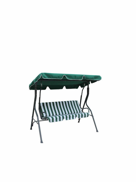 Garten & Veranda Schaukel mit Basis und Kissen 3 Sitze Kunststoff Grün Belastbarkeit bis 150kg L177xB110xH146cm