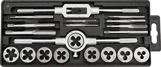 Topex 14A425 Tap & Die Sets Steel 8x1.25 / 9x1.25 / 10x1.5mm 20pcs