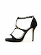 Mourtzi Suede Women's Sandals with Ankle Strap Black