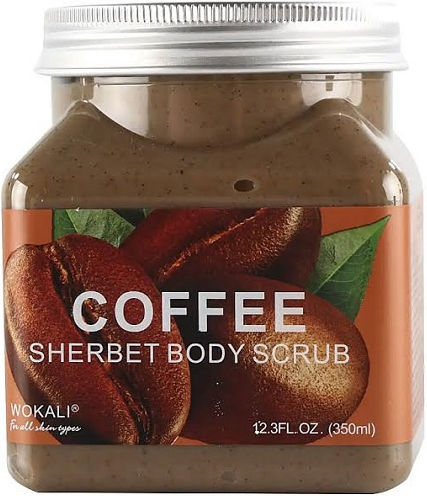 Exfoliant natural pentru față și corp cu cafea Wokali 350 ml