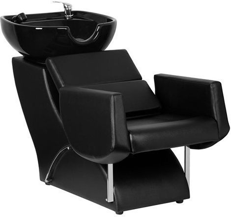 Gabbiano Stationary Hair Salon Sink With Black Chair Made Of Synthetic Skin