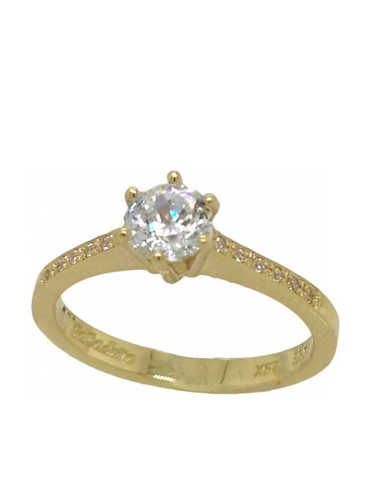 Fa Cad'oro Zircon Single Stone Ring Made of 14K Gold with Zircon
