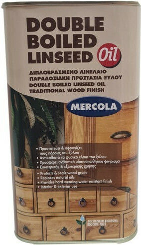 Mercola Double Boiled Linseed Λάδι Εμποτισμού Διαλύτου Άχρωμο Σατινέ 1lt