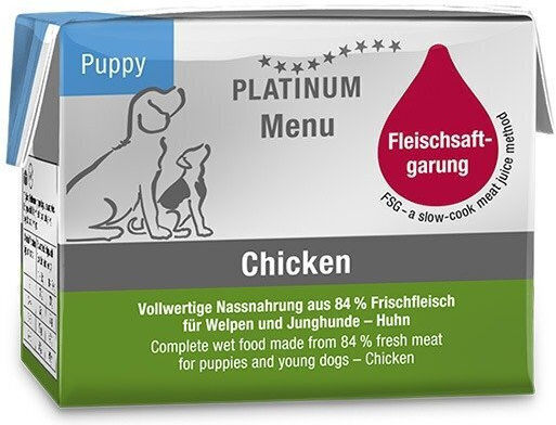 Platinum Pet Food & Care Menu Wet Food for Puppies with Chicken, Meat and Pork Grain-Free 90gr