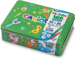 Carioca 100 Color Kit Drawing Markers Set Green 42736/04