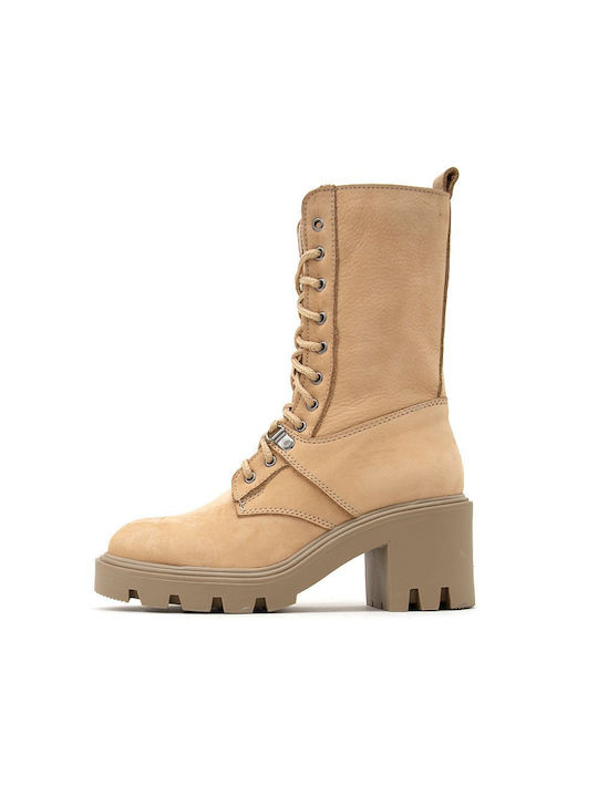 Inuovo Leder Damen Knöchelstiefel Beige