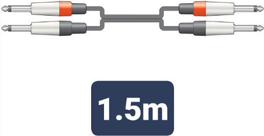2m6j-j150 Sound Cable 2 X 6.3mm Mono Jack Plugs 2 X 6.3mm Mono Jack Plugs 1m Piece 20117