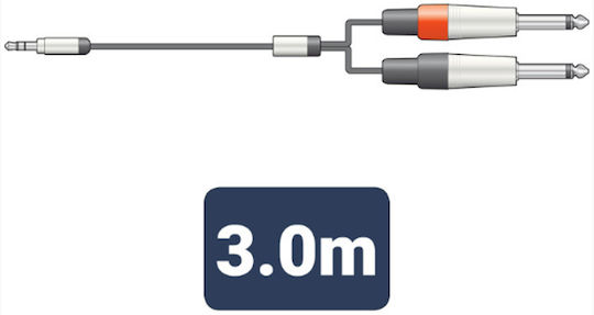 S3j-26j300 Audio Cable 3.5mm Stereo Jack Plug 2 X 6.3mm Mono Jack Plugs 3m Piece 20122