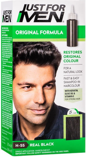 Just For Men Original Formula Șampon Colorant Fără Amoniac H-55 Natural Real Negru 66ml