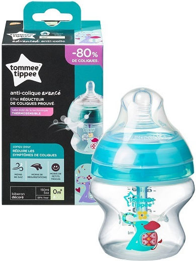 Tommee Tippee Πλαστικό Μπιμπερό Advanced Anti-colic Κατά των Κολικών με Θηλή Σιλικόνης για 0 μηνών Γαλάζιο 150ml