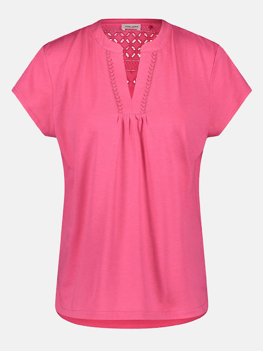 Gerry Weber Damen T-Shirt mit V-Ausschnitt Pink
