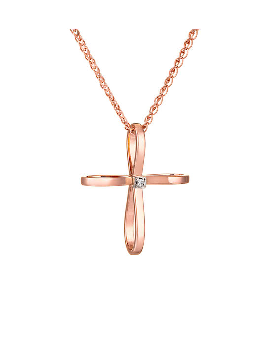 Kritsimis Women's Rose Gold Plated Cross with Chain