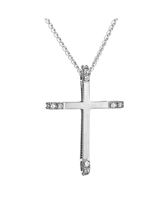 Kritsimis Damen Weißgold Kreuz 14K mit Kette