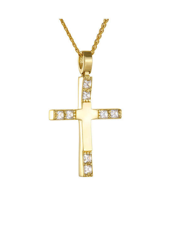 Kritsimis Damen Gold Kreuz 14K mit Kette