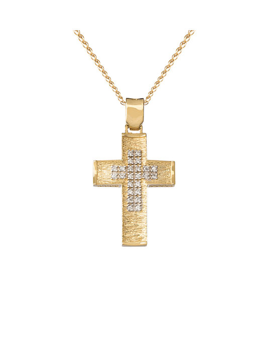 Kritsimis Damen Gold Kreuz 14K mit Kette