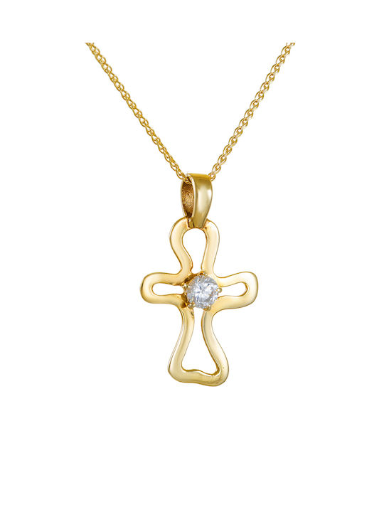 Kritsimis Damen Gold Kreuz 14K mit Kette