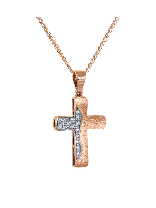 Kritsimis Women's Rose Gold Plated Cross with Chain