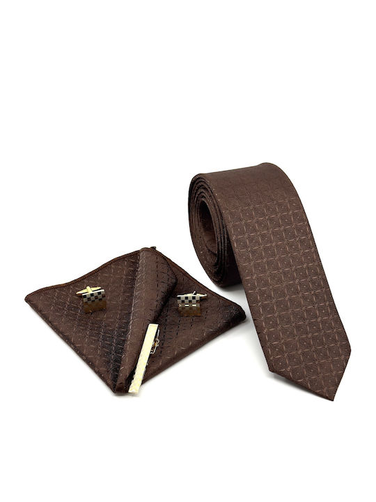 Legend Accessories Σετ Ανδρικής Γραβάτας σε Καφ...