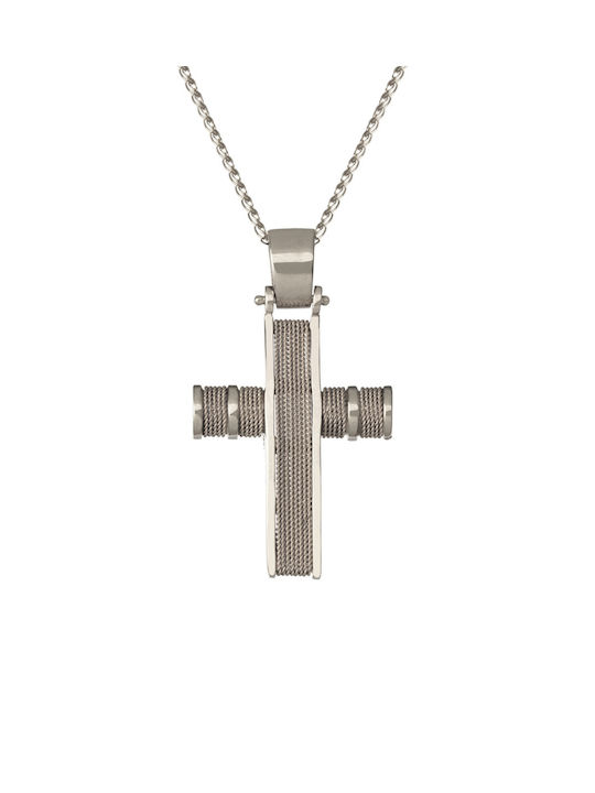 Kritsimis Damen Weißgold Kreuz 14K mit Kette