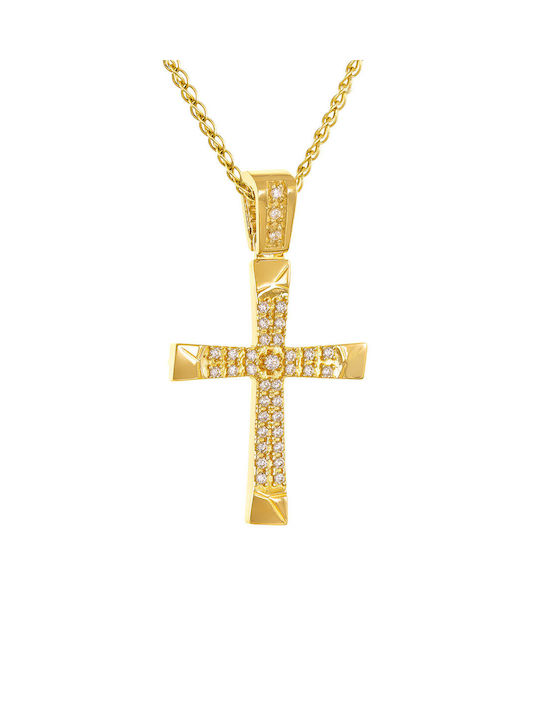 Kritsimis Damen Gold Kreuz 14K mit Kette