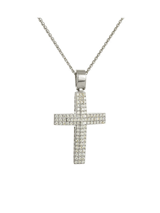 Kritsimis Damen Weißgold Kreuz 14K mit Kette