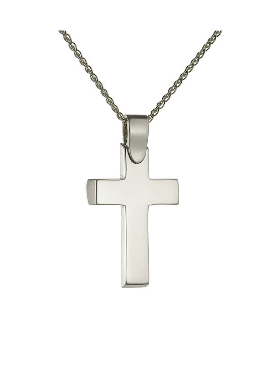 Kritsimis Damen Weißgold Kreuz 14K mit Kette