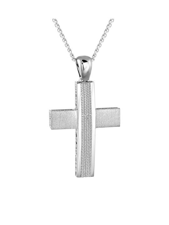 Kritsimis Damen Weißgold Kreuz 14K mit Kette