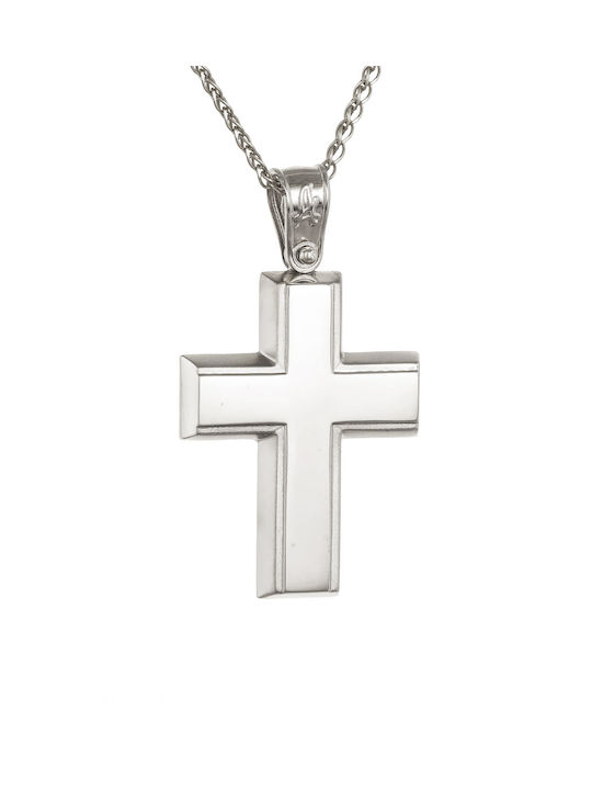 Kritsimis Damen Weißgold Kreuz 14K mit Kette