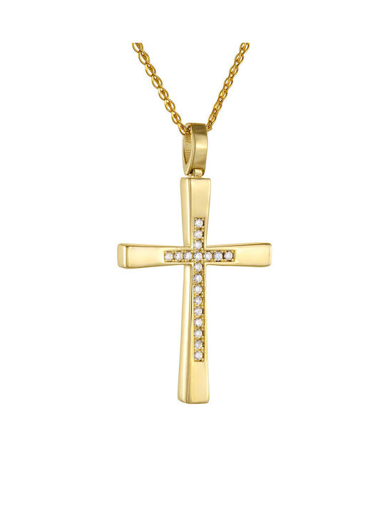 Kritsimis Damen Gold Kreuz 14K mit Kette