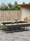 Set Sala De Mese Pentru Exterior 11 Piese Negre Cu Perne
