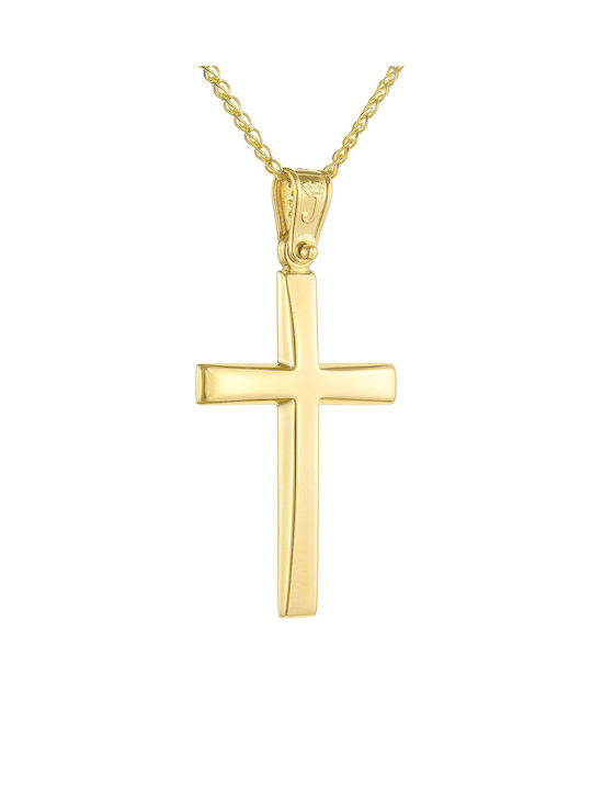 Kritsimis Damen Gold Kreuz 14K mit Kette