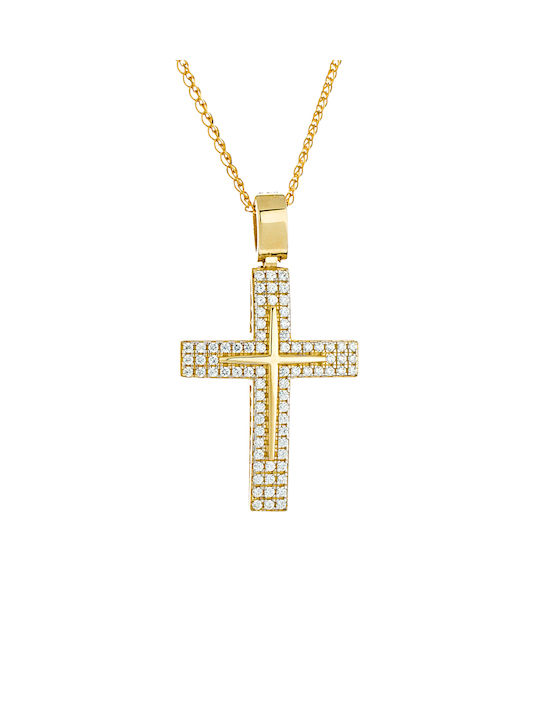 Kritsimis Damen Gold Kreuz 14K mit Kette