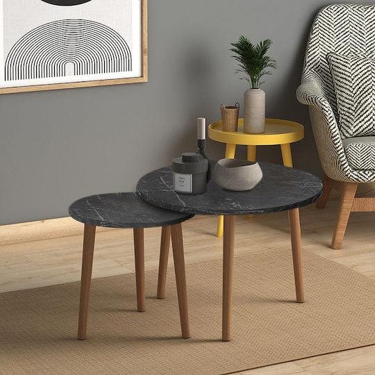 Rund Couchtisch Roma Holz Black 2Stück B60xT60xH46cm