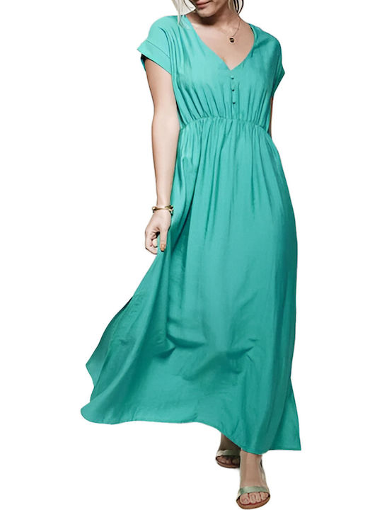 C'est Beau La Vie Maxi Shirt Dress Dress Green
