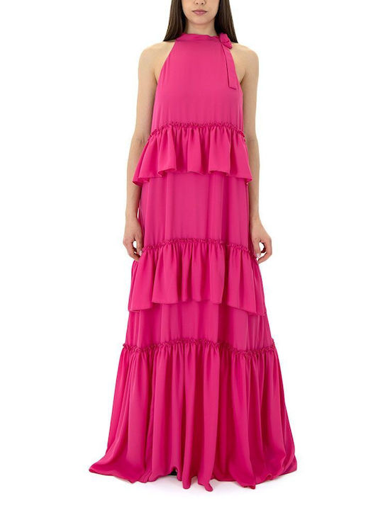 Dolce Domenica Maxi Kleid mit Rüschen Rosa