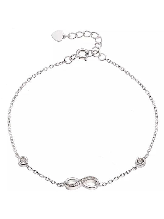 Oxzen Bracelet with design Infinity made of Silver with Zircon