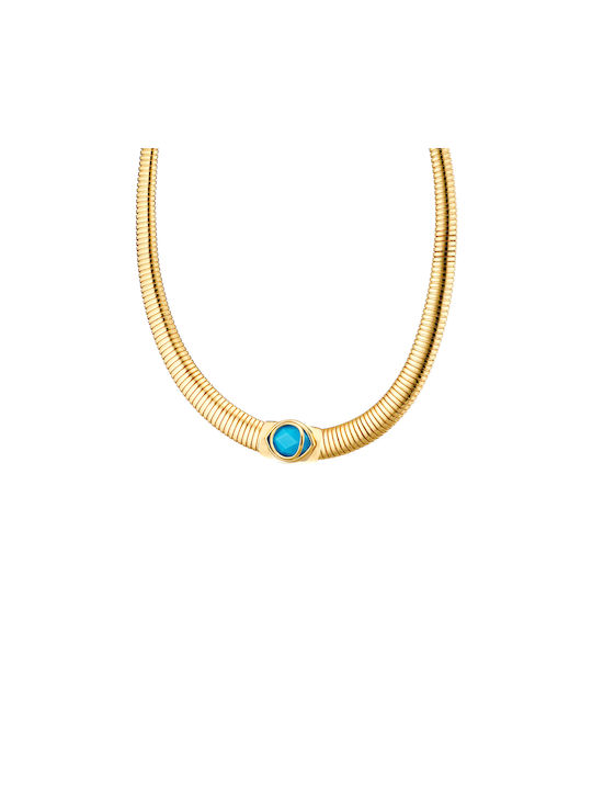 Oxette Extravaganza Necklace from Pink Gold Plated Steel with Zircon