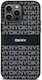 DKNY Leather Mono Stripe & Metal Logo Back Cover Plastic / Piele Negru (Galaxy S24+)