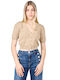 Short Women's Knitted Cardigan Beige