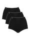 Βαμβακερά Ψηλόμεσα Γυναικεία Boxer 3Pack Μαύρο