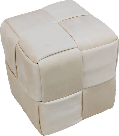Stool For Living Room Upholstered with Velvet Jisko Beige 38x38x40cm