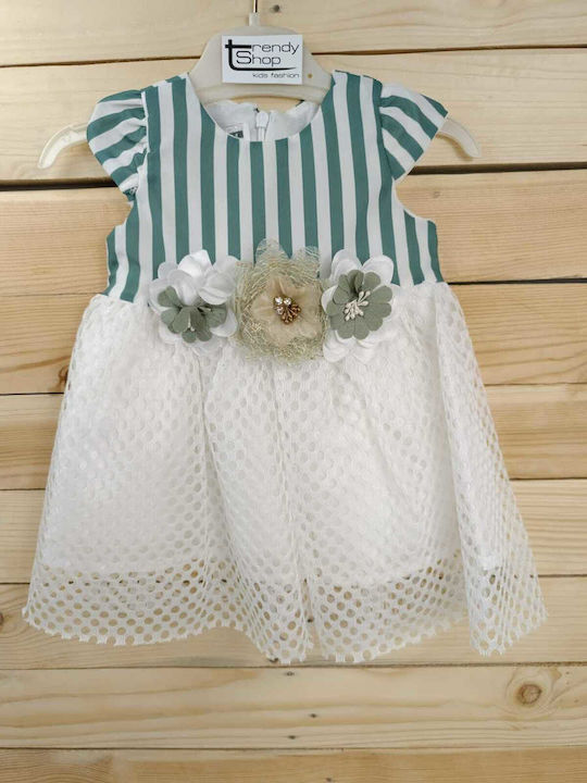 Trendy Shop Kids Dress Striped Sleeveless Green