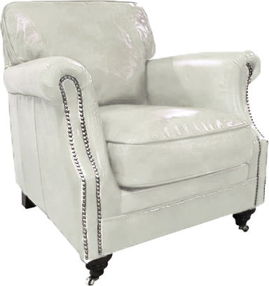 Armchair from Genuine Leather White 82x89x79cm
