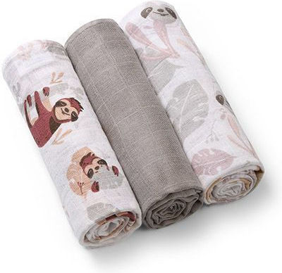 Babyono Πάνες Αγκαλιάς από Μουσελίνα Grey 70x70εκ. 3τμχ