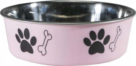 Barry King Metallic Bowl Food for Dog & Cat with Base 300ml 10.5cm in Pink Color