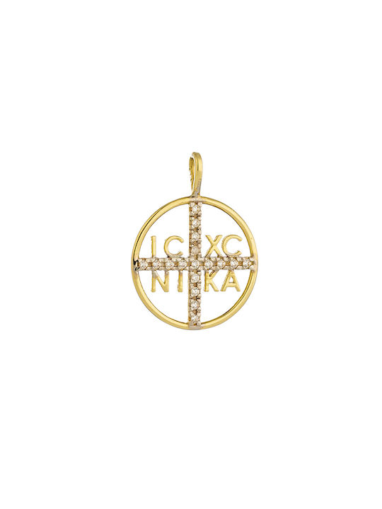 Gold 9k Constantine Charm with Stones